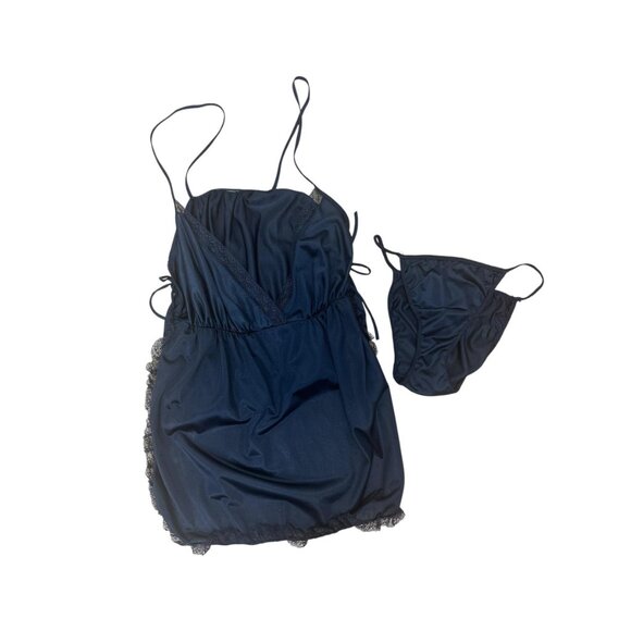 Vintage black nylon top and string bikini bottoms Size S - Picture 6 of 6